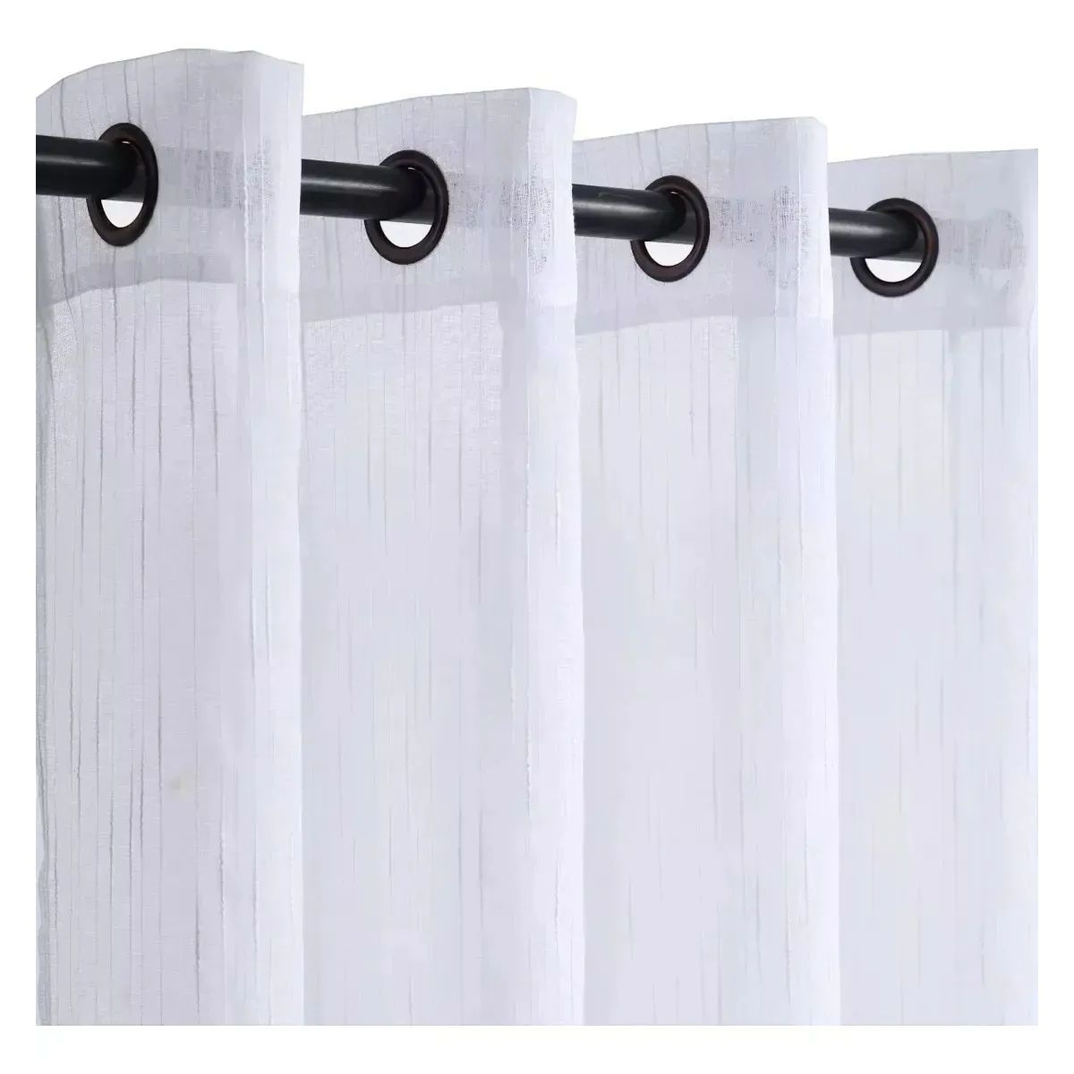 GENERICO - Velo Lino Lluvia Visillo 2 Paños Blancos  Cortina Translúcida para Ventanas