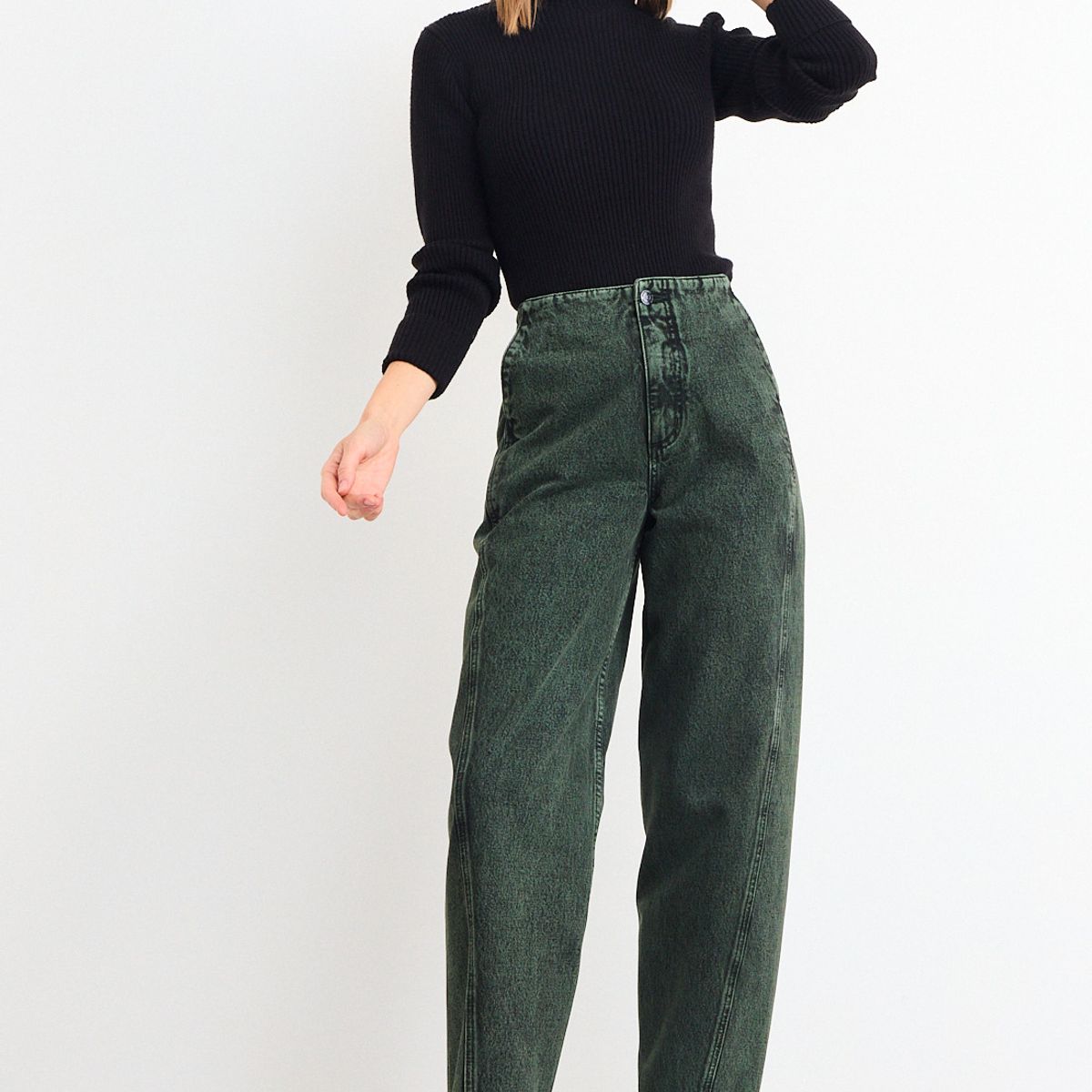 IO - Jeans Liso Mujer Verde Oliva Io
