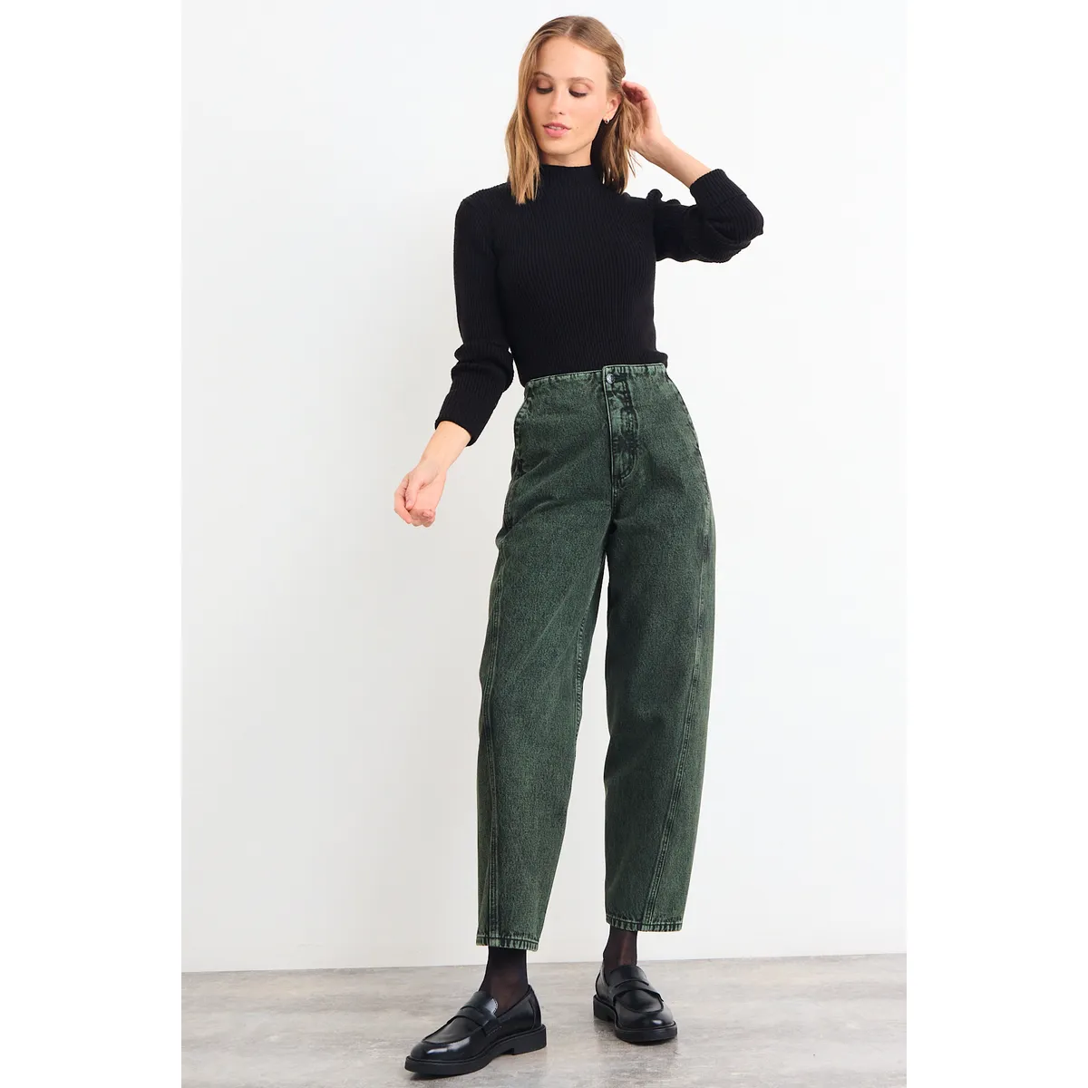 IO - Jeans Liso Mujer Verde Oliva Io