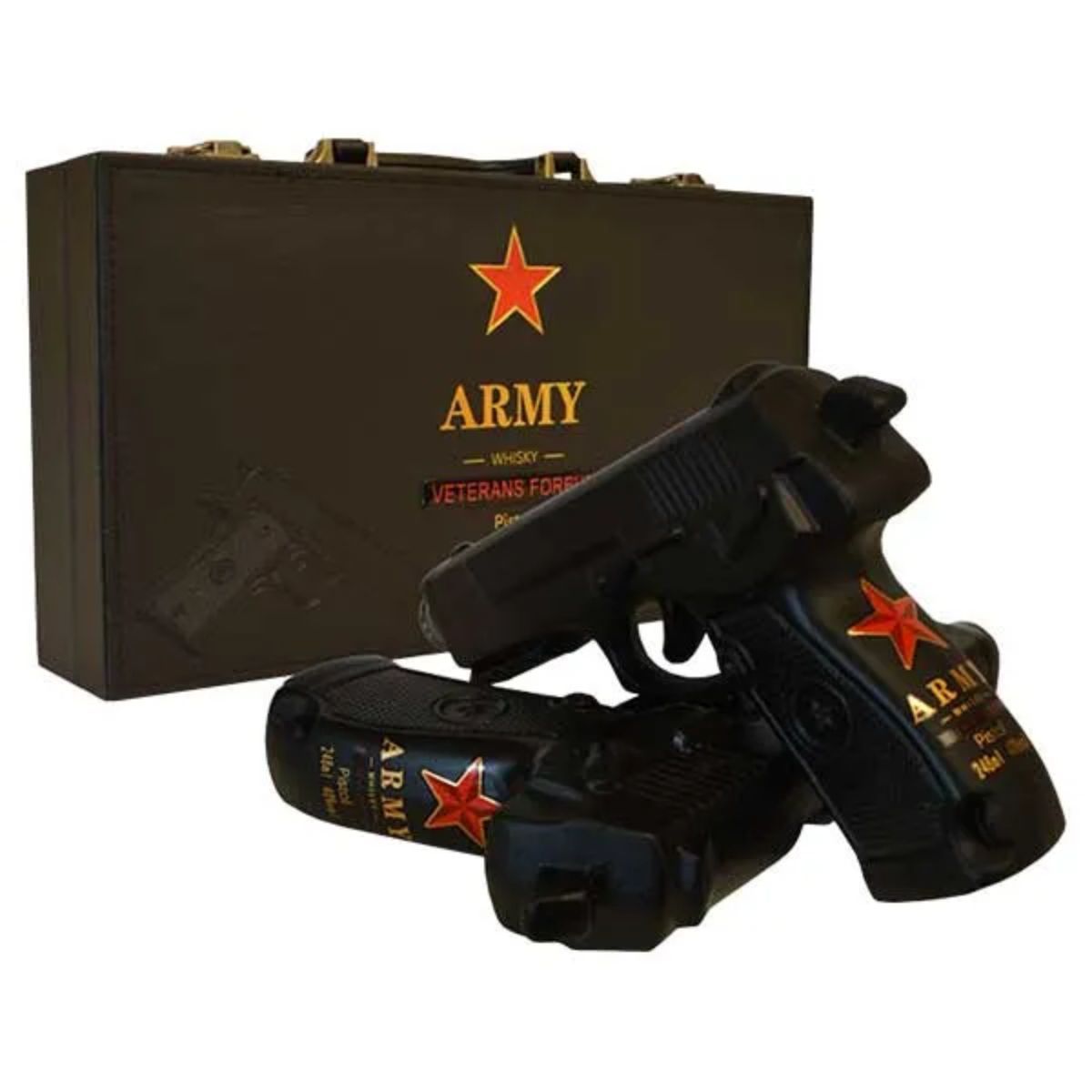 ARMY COLLECTION - Whisky Army 2 unidades Pistolas 284 ml con Maleta Veteranos de Guerra Army