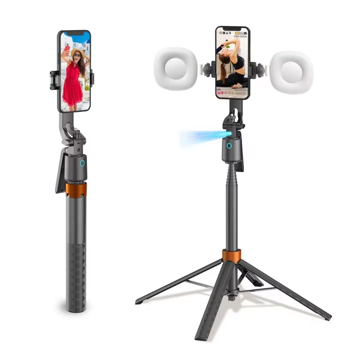 GENERICO - Trípode Palo Selfie Luz Led Y Seguimiento Facial 360° 180cm
