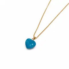 GENERICO - COLGANTE CON DIJE DE PIEDRA AZUL EN FORMA DE CORAZON, EN BAÑO DE ORO