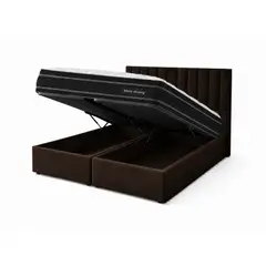 GENERICO - Cama Baul King Turin Cafe Multifuncional + Base + Respaldo + Colchon Excellence Plus