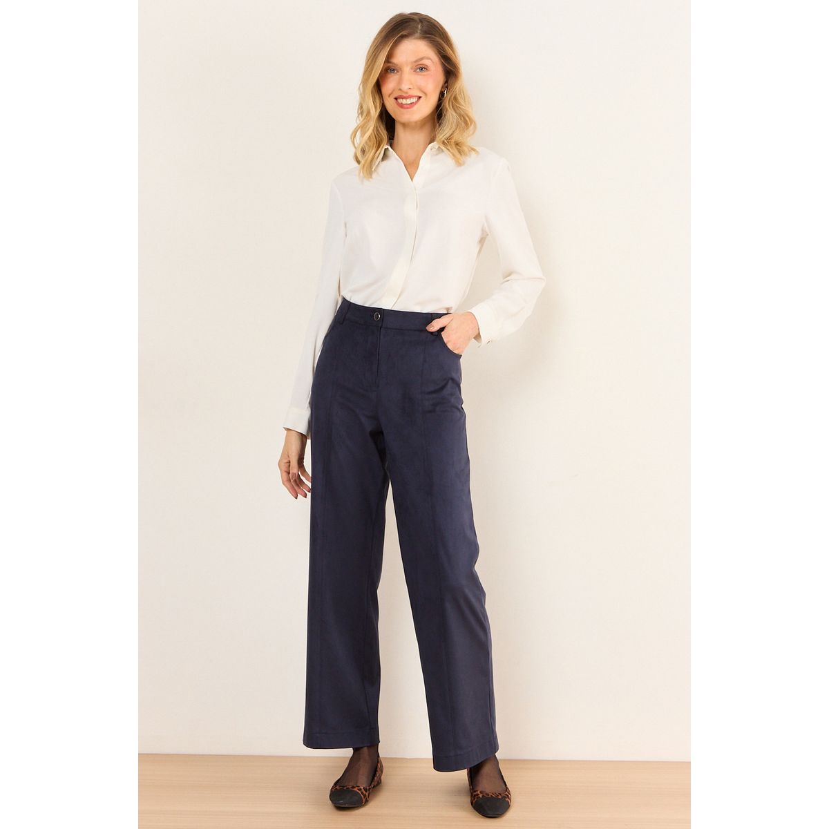 MA GRIFFE - Pantalon Suede Mujer Azul Magriffe