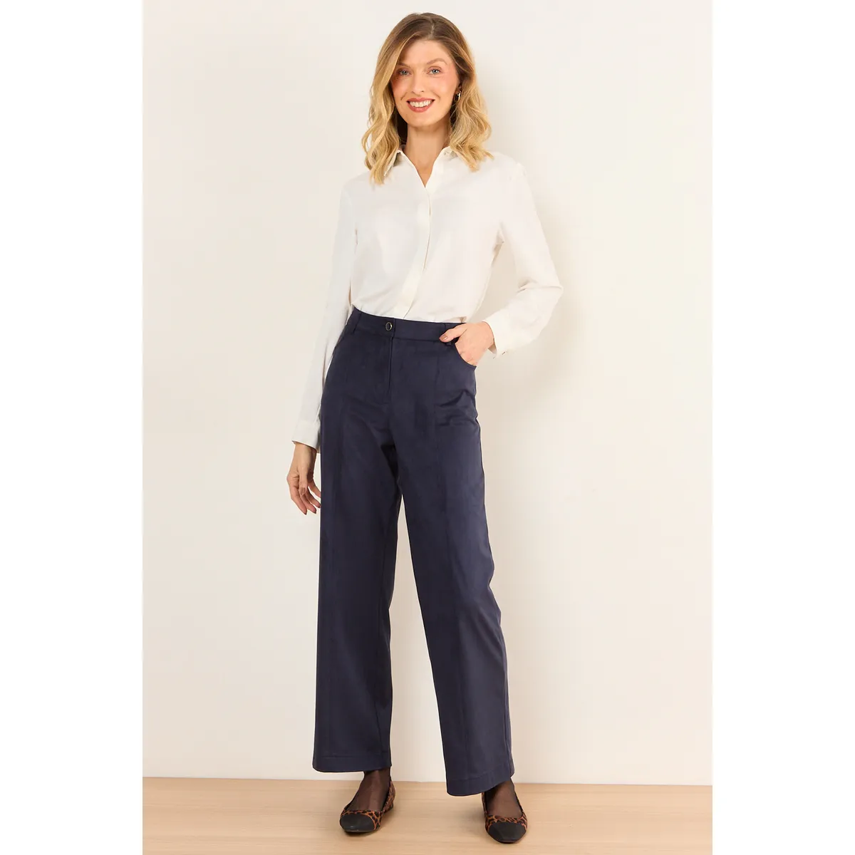 MA GRIFFE - Pantalon Suede Mujer Azul Magriffe