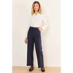 MA GRIFFE - Pantalon Suede Mujer Azul Magriffe