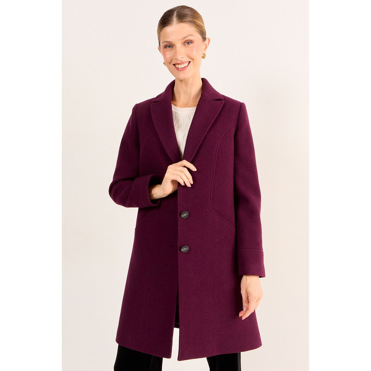 MA GRIFFE - Chaqueton Lana Mujer Morado Magriffe