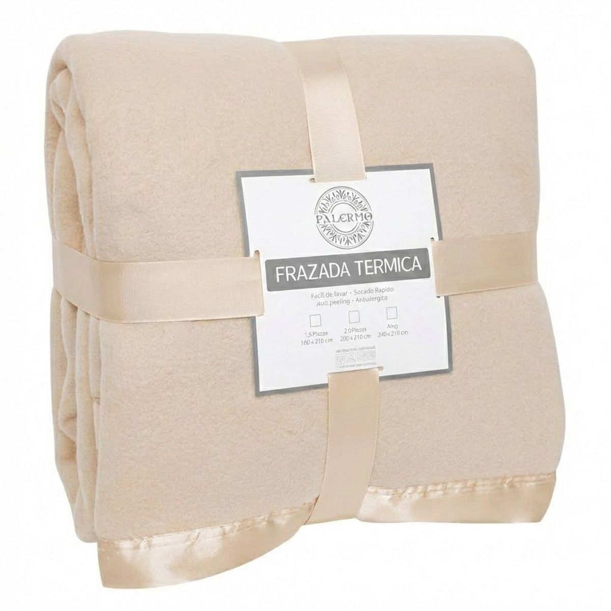 GENERICO - Frazada 2 Plazas Térmica Polar Con Borde Raso 200x210 Cms
