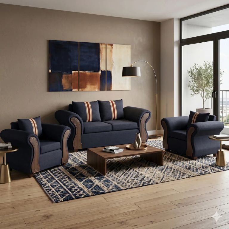 JUEGO DE LIVING 2-1-1 MARSELLA Negro carbon
