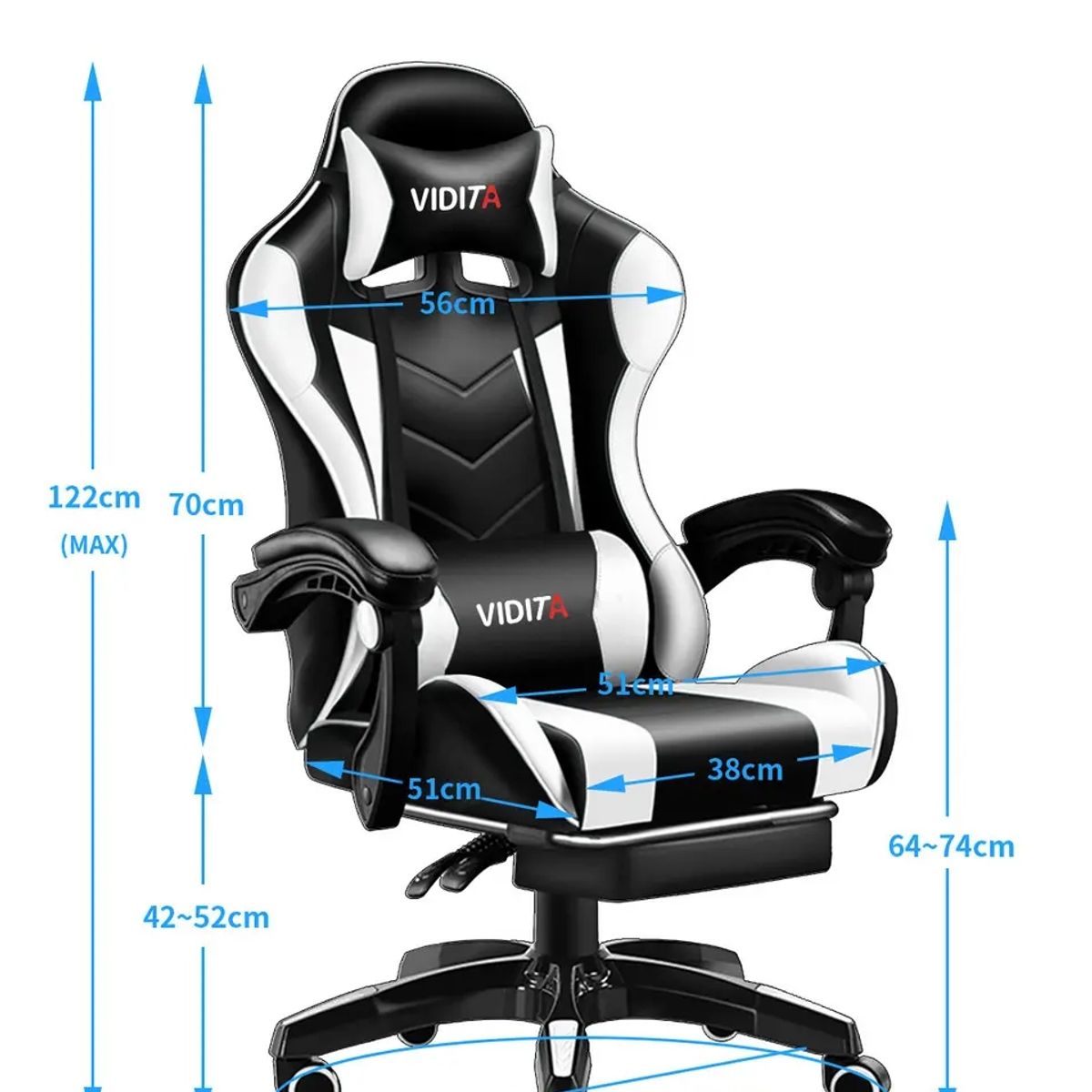 VIDITA - Silla Gamer Vidita GX2000 Ergonómica con Reposapiés y Respaldo Reclinable