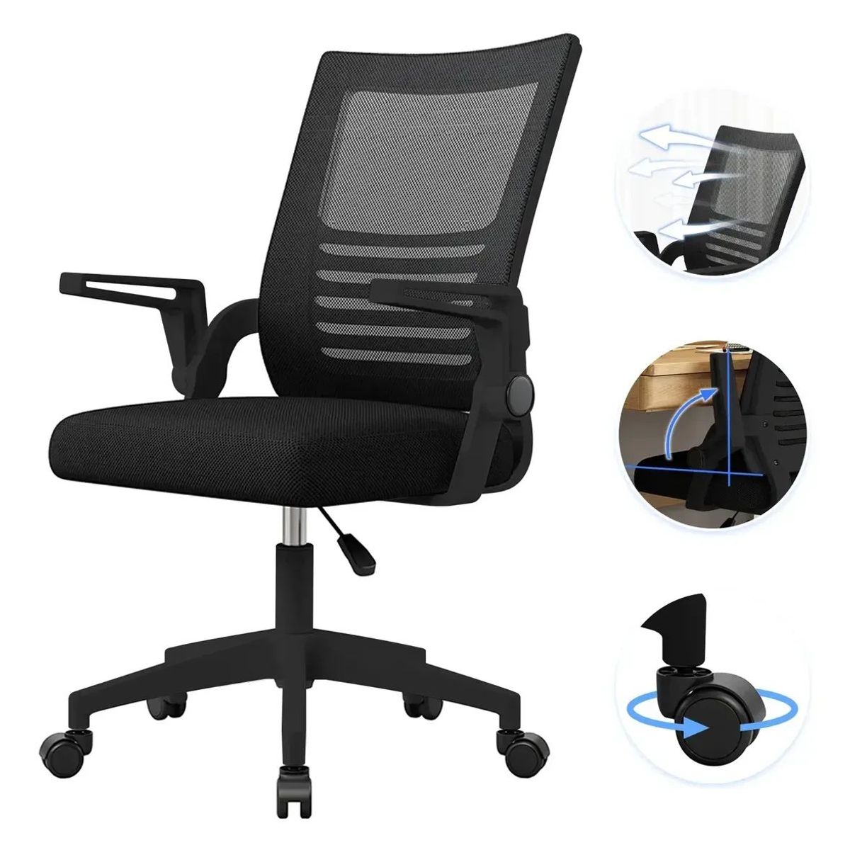 VIDITA - Silla Escritorio Emilia Oficina Ergonomica Acolchada Negra