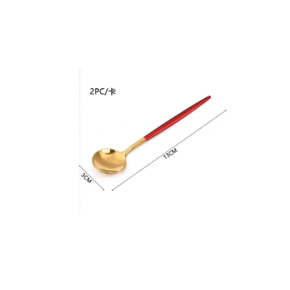 GENERICO - Cuchara Para Café 2pcs Rojo Con Dorado 13cm