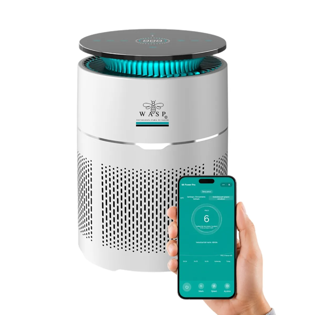 WASP - Purificador de Aire Mi Power Pro 40m2 HEPA H13 +UV +WiFi