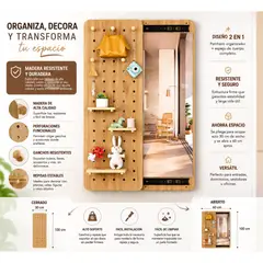 HOMER DESIGN - Perchero Organizador con Espejo de Pared