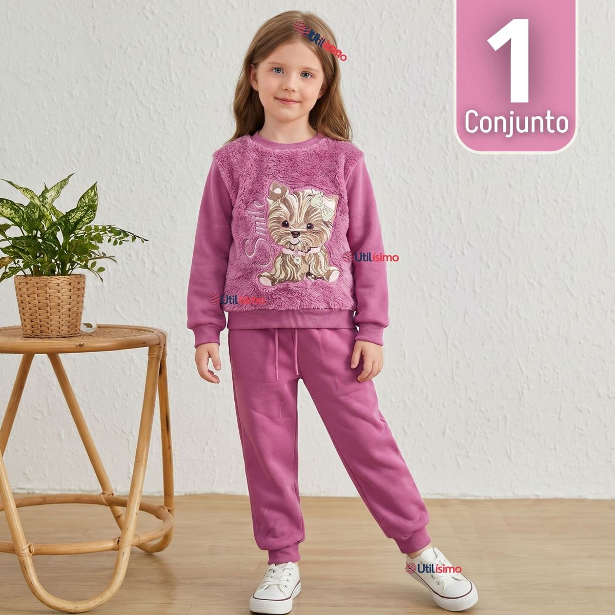 TEDMIMAK - Conjunto Buzo Polera 2 Piezas Niña 100% Algodón Tedmimak Fluffy Rose