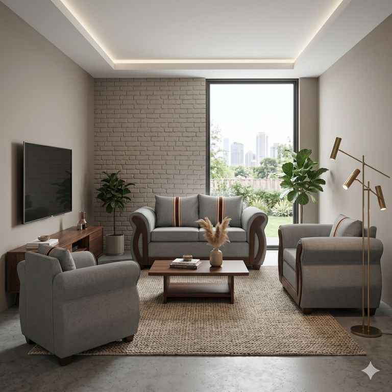 JUEGO DE LIVING 2-1-1 ISIDORA Gris claro
