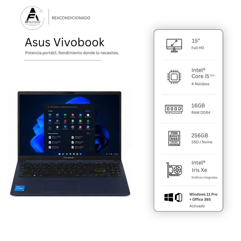 Notebook Vivobook I5 11th 16GB 256GB Edición Exclusiva Win Office Reacondicionado