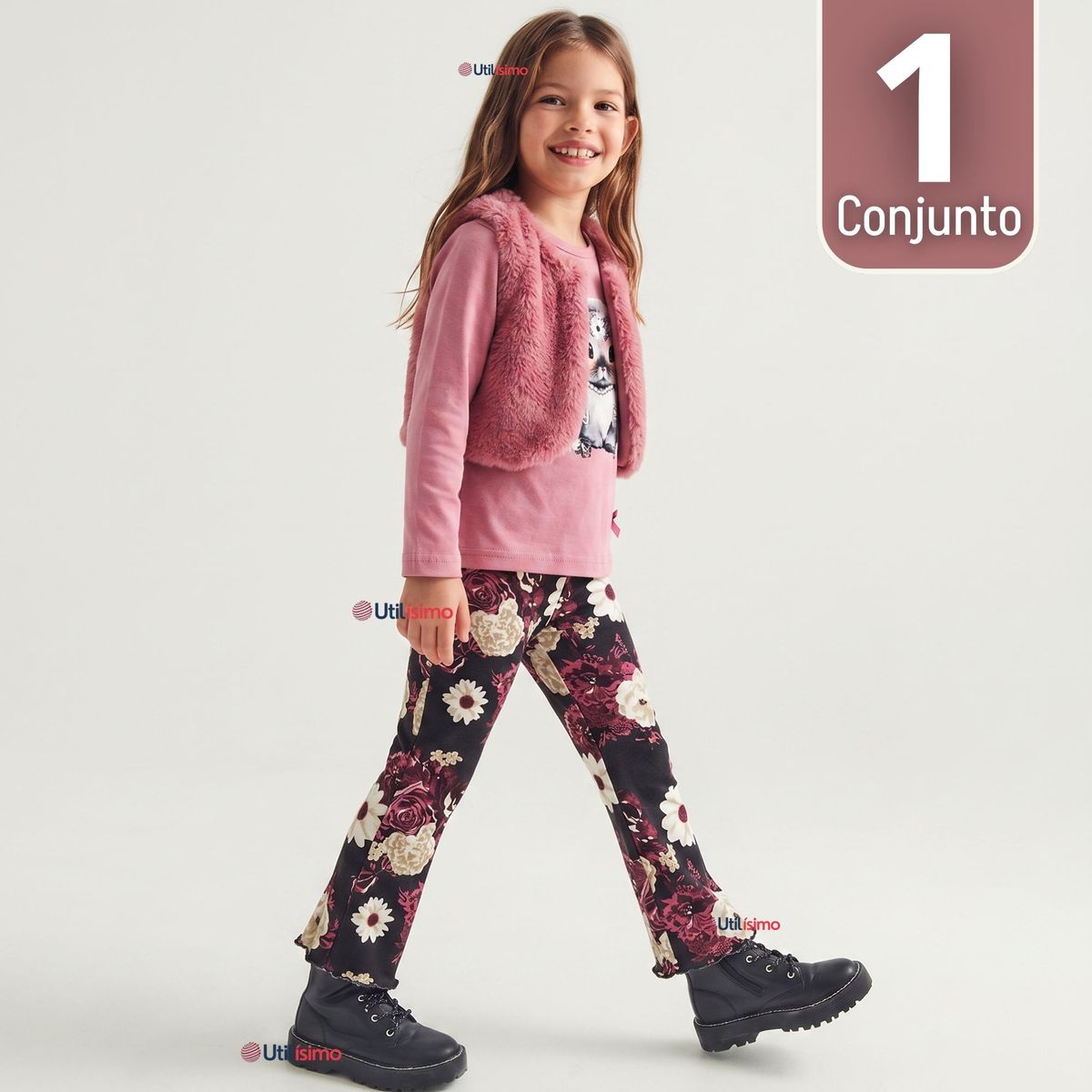 TEDMIMAK - Conjunto Buzo Polera Chaleco 3 Piezas Niña Tedmimak Pretty Friend