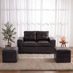 MUEBLES COTTONI - Sofá 2 cuerpos + 2 Pouf Lucca PU