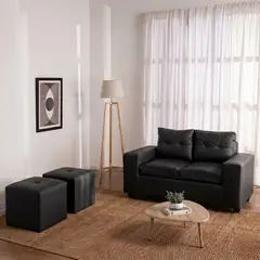 MUEBLES COTTONI - Sofá 2 cuerpos + 2 Pouf Lucca PU