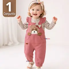 TEDMIMAK - Conjunto 2 Piezas Jardinera Polera Manga Larga 100% Algodón Bebé Niña Jumper