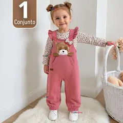 TEDMIMAK - Conjunto 2 Piezas Jardinera Polera Manga Larga 100% Algodón Bebé Niña Jumper