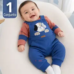 TEDMIMAK - Conjunto 2 Piezas Jardinera Polera Manga Larga 100% Algodón Bebé Niño Jumper