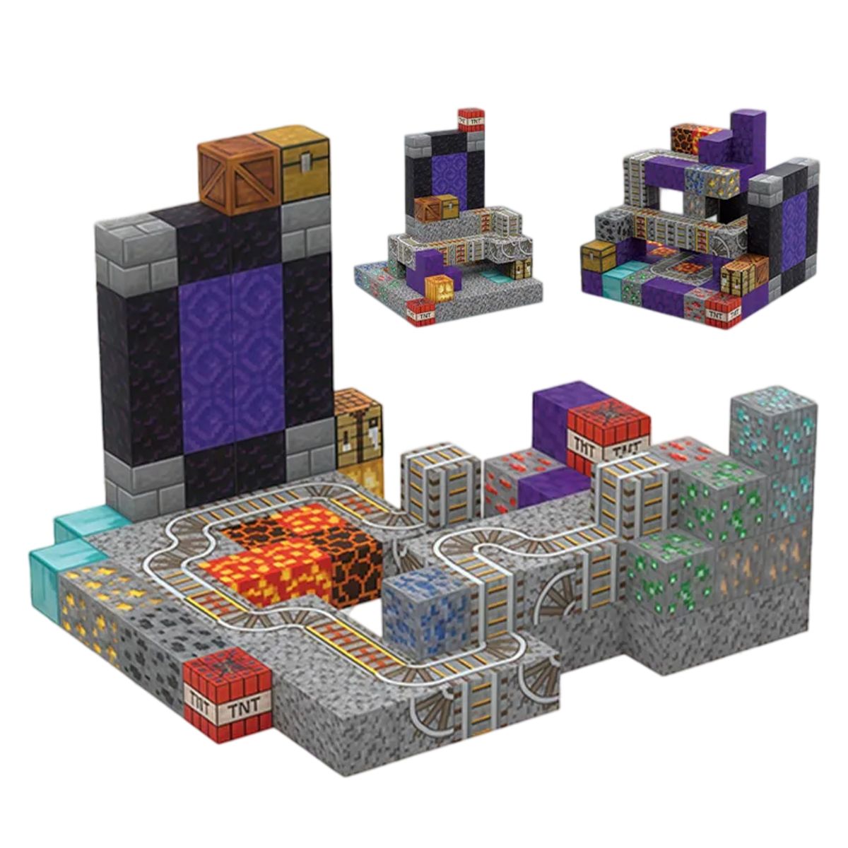 CLEBER - Cubos Magnéticos de Construcción Estilo Pixel Portal y Vías 106 Pzs Cleber 1 Un