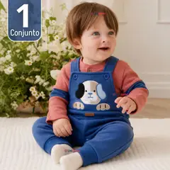 TEDMIMAK - Conjunto 2 Piezas Jardinera Polera Manga Larga 100% Algodón Bebé Niño Jumper