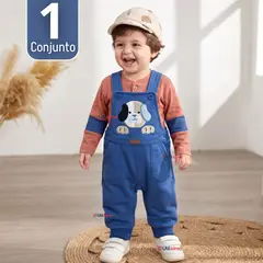 TEDMIMAK - Conjunto 2 Piezas Jardinera Polera Manga Larga 100% Algodón Bebé Niño Jumper