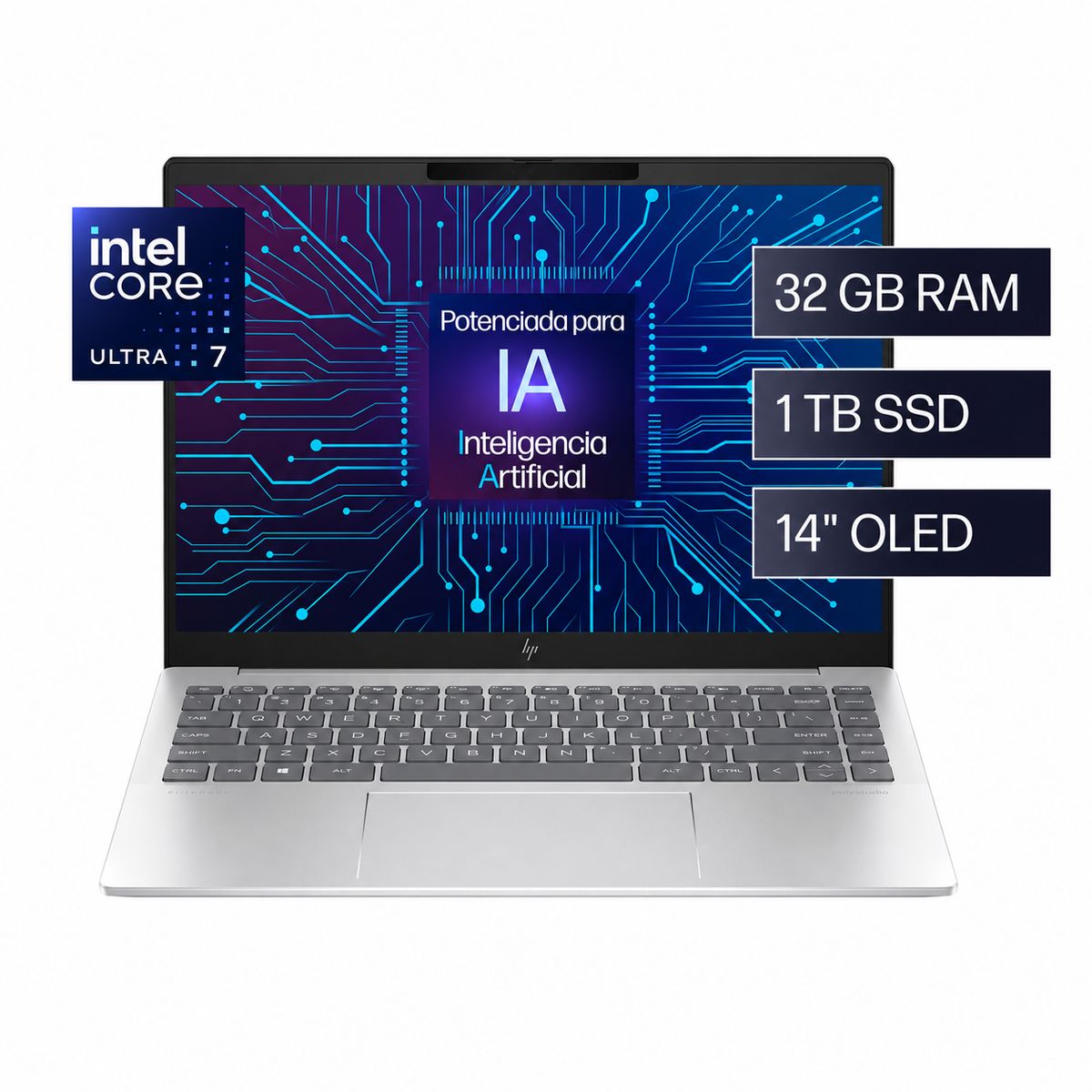 HP - Notebook HP Pavilion Plus 14-EW1002LA Intel Ultra 7, 32 GB, 1 TB SSD, 14, 3K Windows 11 Home