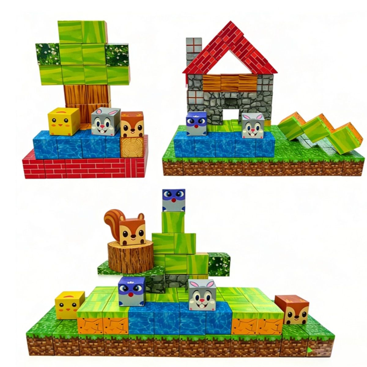 CLEBER - Cubos Magnéticos de Construcción Estilo Pixel Granja Animales 46 Pzs Cleber 1 Un