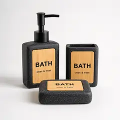 COLETTE - Set de Accesorios de Baño 3 Piezas Cerámica Bath Black