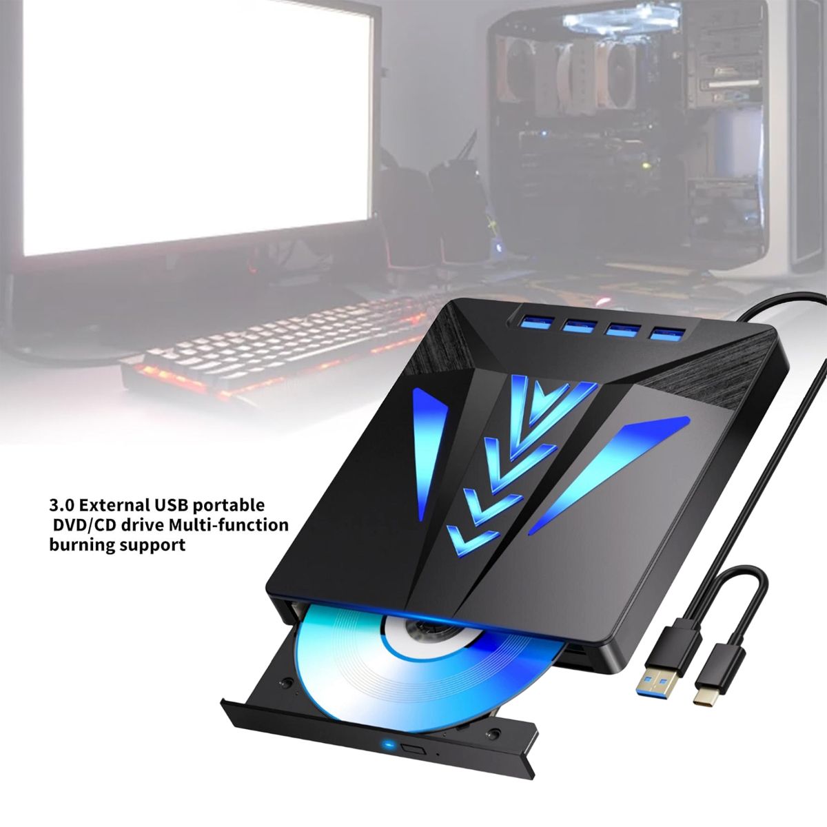GENERICO - Grabadora Externa USB 3.0 Type-C para DVD/CD
