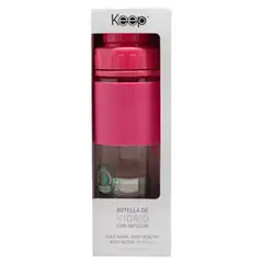 KEEP - Botella De Vidrio Con Infusor Té Hierbas 410ml Fucsia