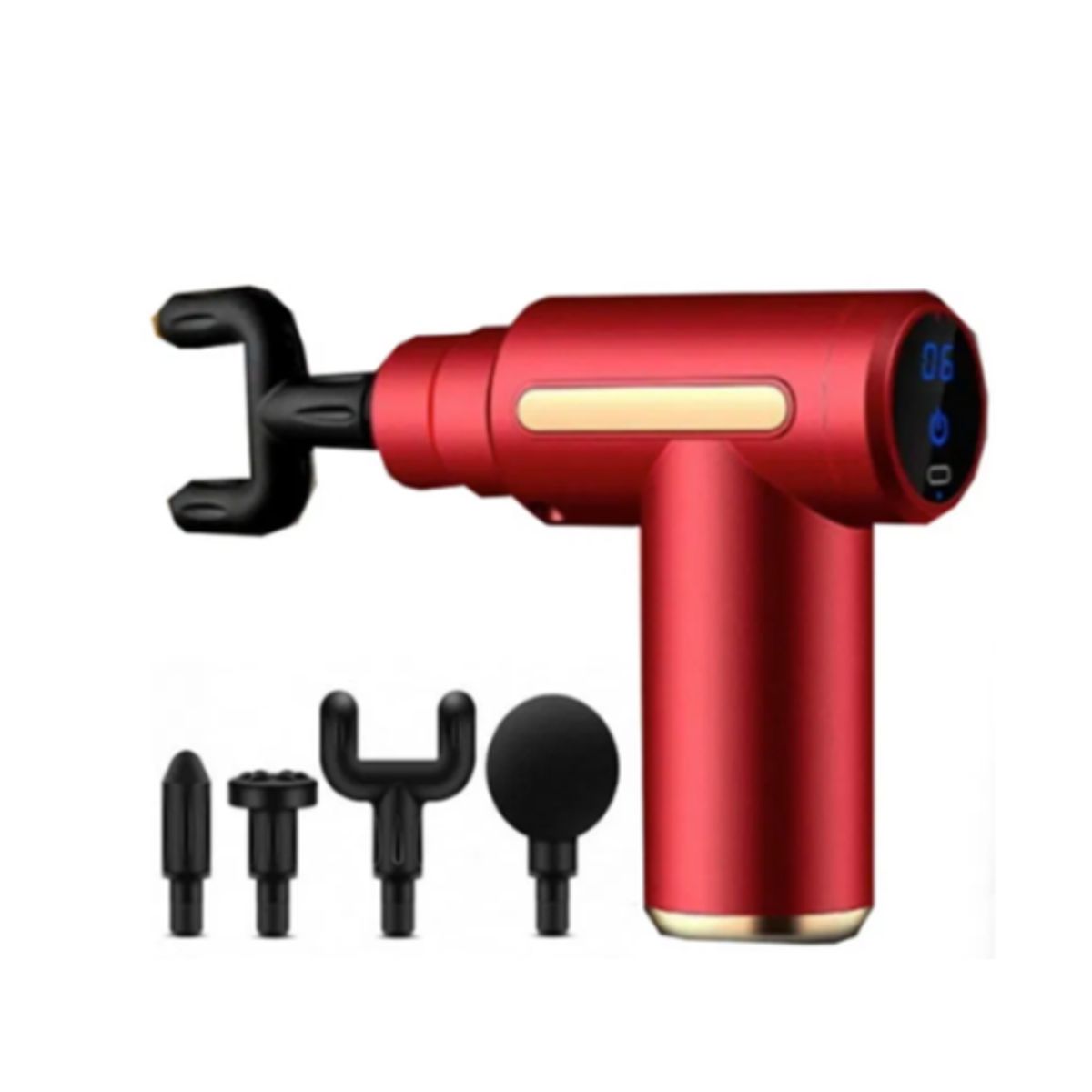 GENERICO - Mini Pistola De Masaje Gun Masajeador Portátil Usb 4 Cabezales