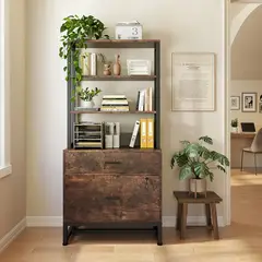 DELUXE - Estante Gabinete Industrial Oficina Archivador 2 Cajones Con Llave