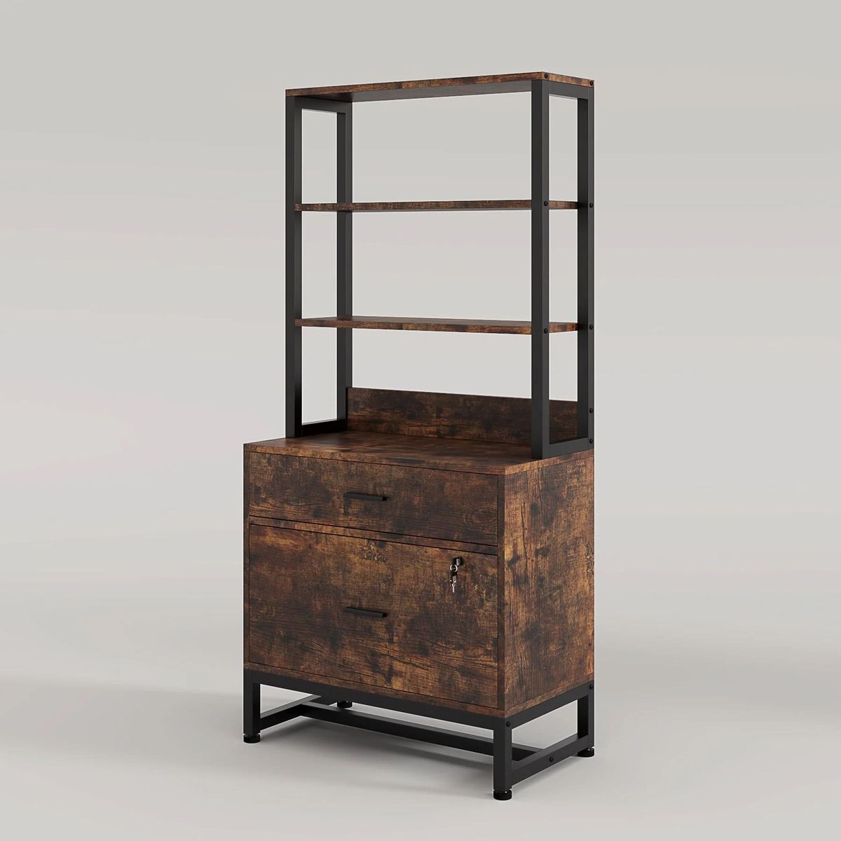 DELUXE - Estante Gabinete Industrial Oficina Archivador 2 Cajones Con Llave
