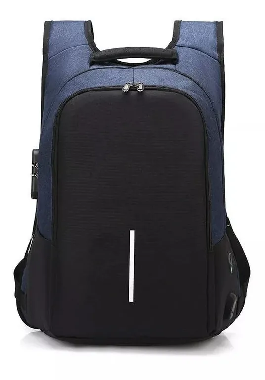 Mochila Ejecutiva Usb Porta Notebook Y Candado Azul