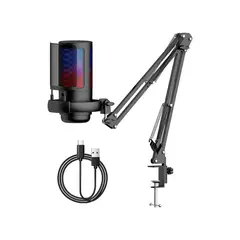 GENERICO - Micrófono Usb Gamer Rgb Para Podcast Con Soporte De Brazo Labg