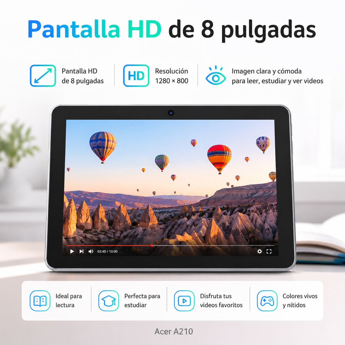 ACER - Tablet Acer A210 4GB 64GB 8'' WIFI IPS LCD Gris