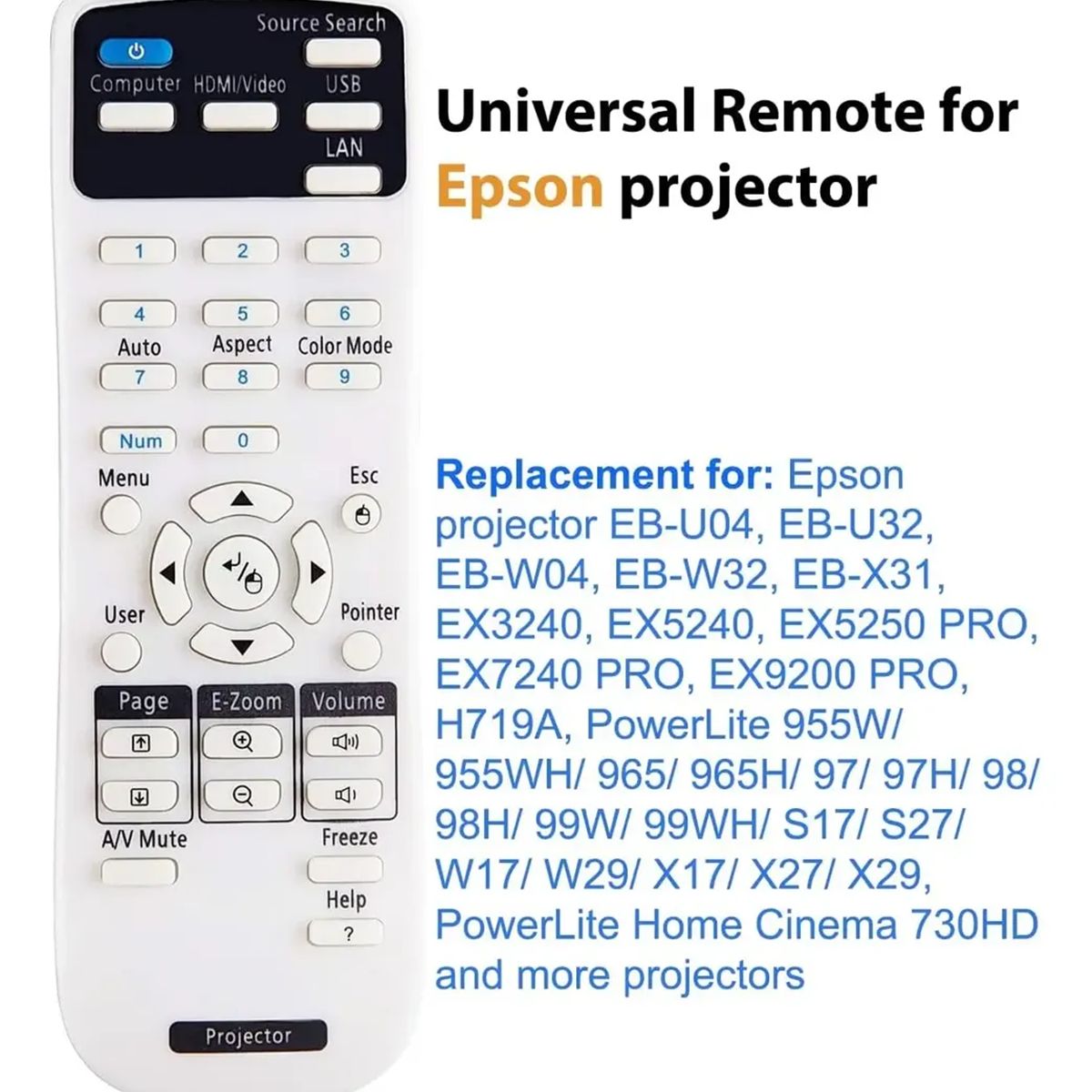 GENERICO - Control Remoto Compatible Con Proyector Epson Powerlite