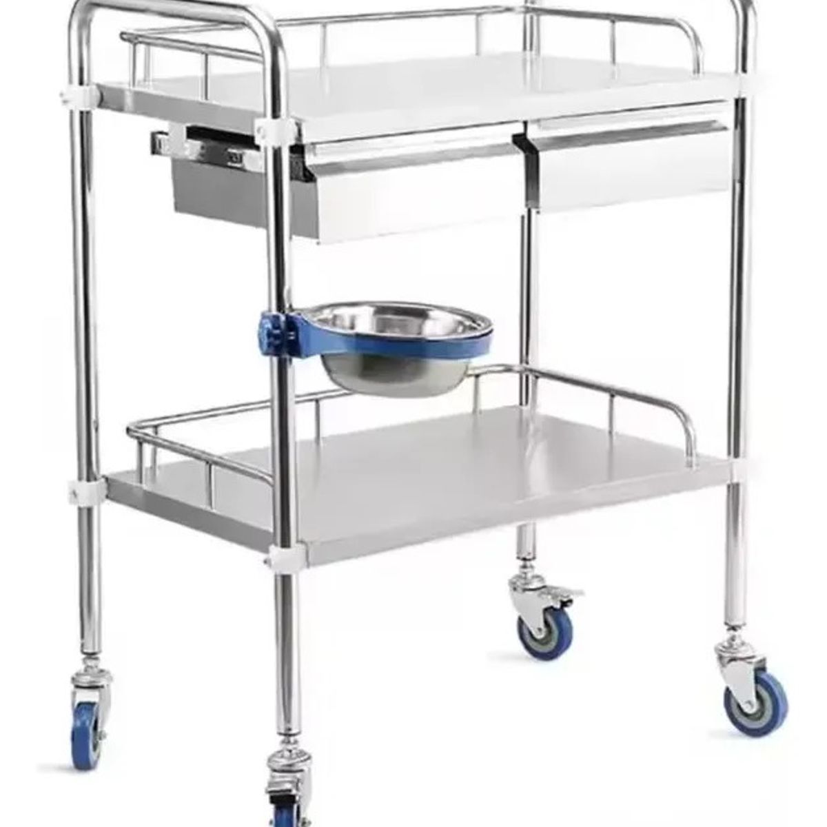 QUICK - Carro Curación Acero Inox Dos Cajones Premium 84x44x66 Cm