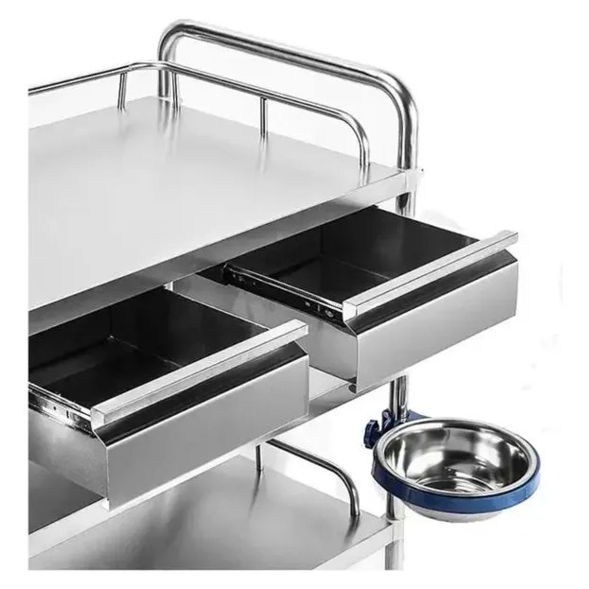 QUICK - Carro Curación Acero Inox Dos Cajones Premium 84x44x66 Cm