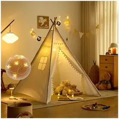 KUANGYE - Carpa Tipi para Niños de Algodón,Tienda de Campaña para Niños 3-6 Años con Ventana de Ventilación