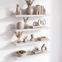AIZO - Organizador de Pared Flotante 4 Niveles para Libros, Plantas y Cosméticos