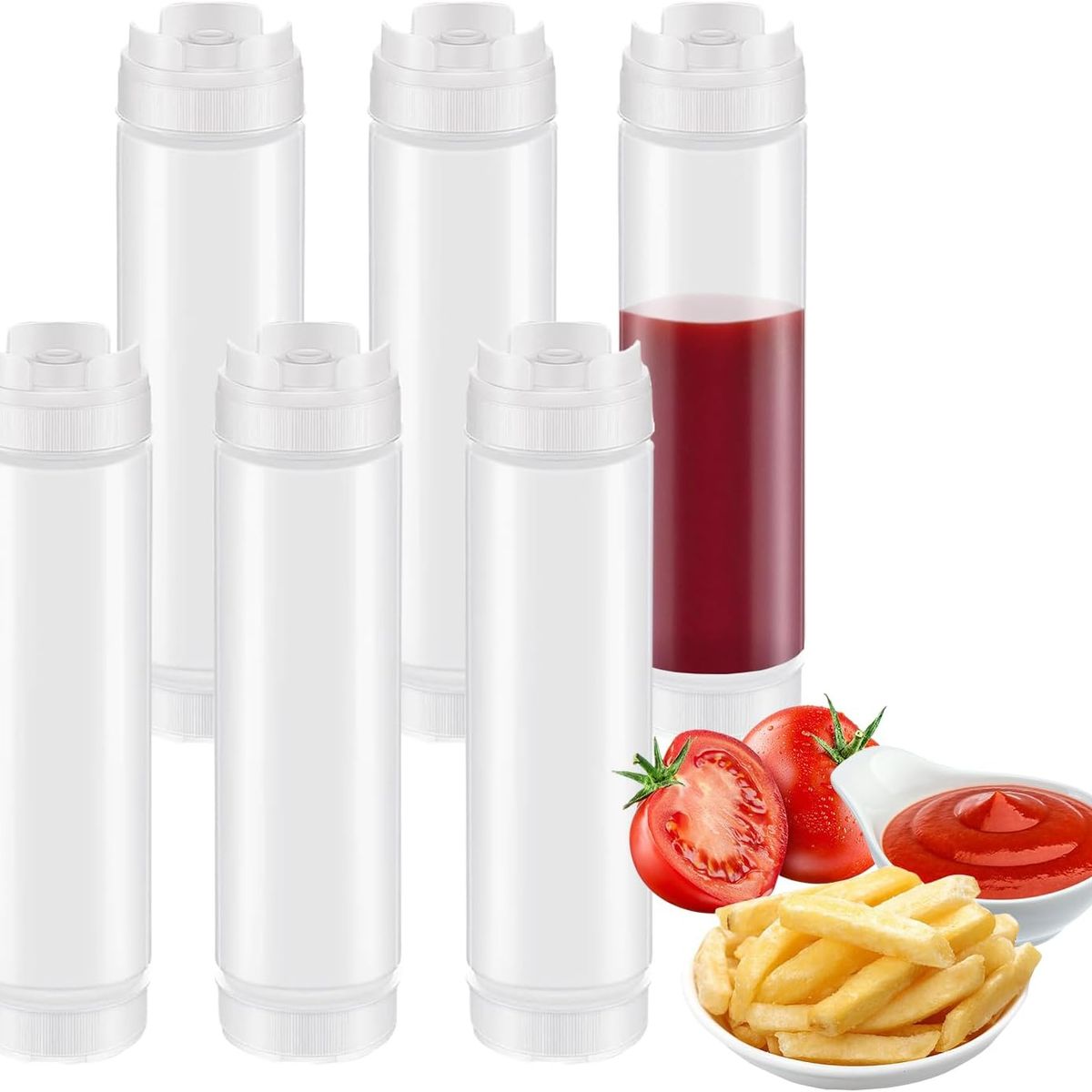 KUANGYE - 6 Botellas Dispensadores Para Aderezos Salsa Mayonesa 600ml