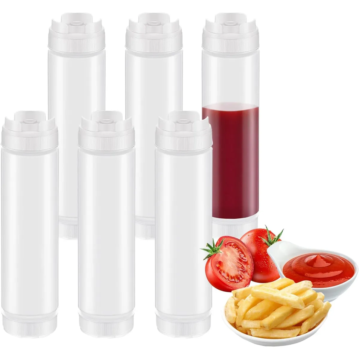 KUANGYE - 6 Botellas Dispensadores Para Aderezos Salsa Mayonesa 600ml