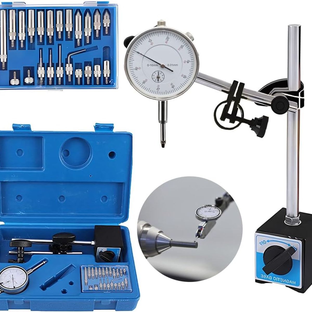 KUANGYE - Reloj Comparador Calibrador De Torno Con Base Magnética
