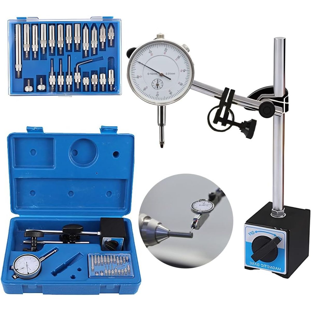 KUANGYE - Reloj Comparador Calibrador De Torno Con Base Magnética
